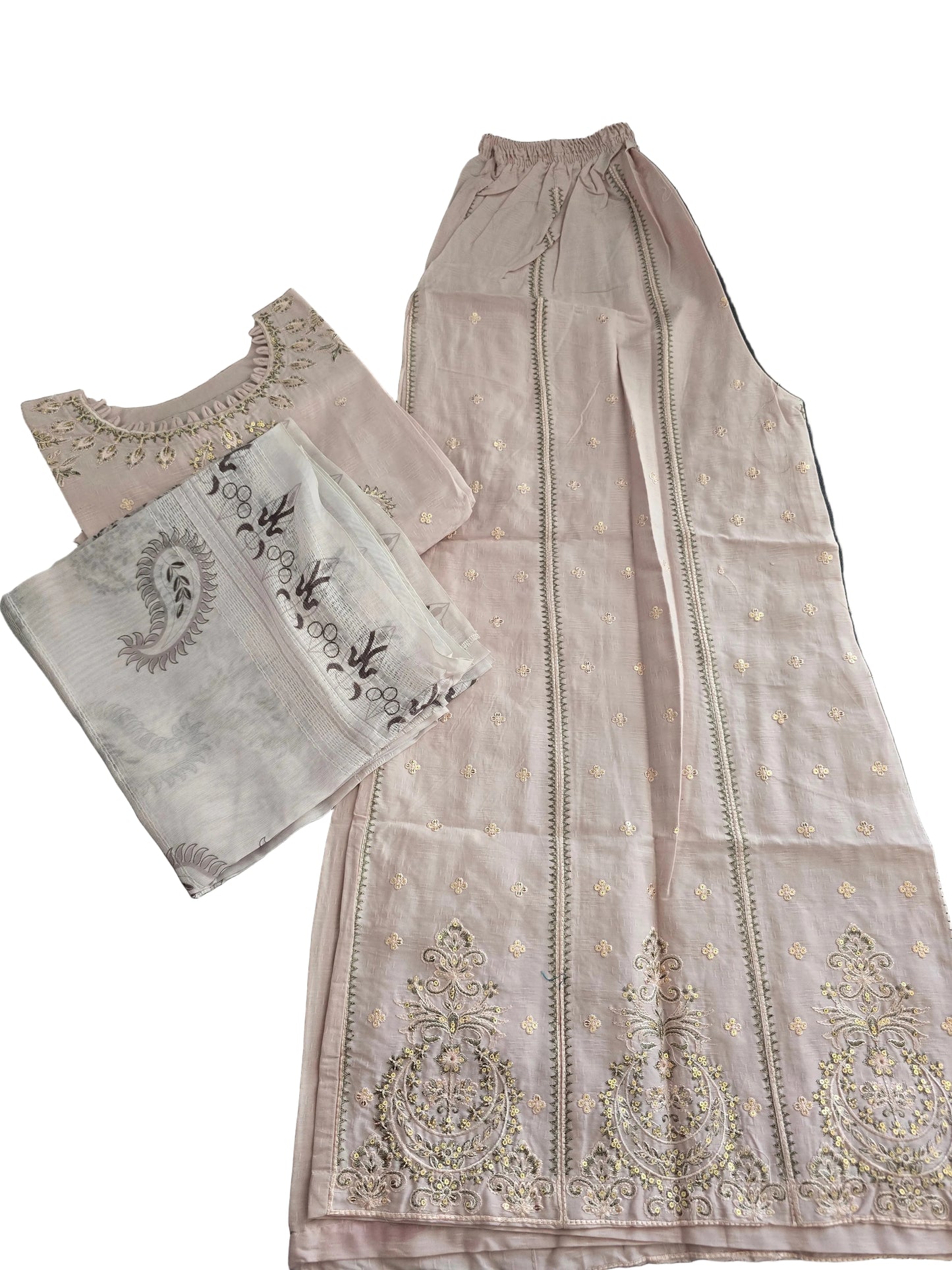 Pakistani Embroidered 3-Piece Suit | Blush Pink Shalwar Kameez | Europe & Germany
