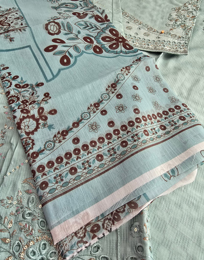 Mint Embroidered 3-Piece Luxury Suit