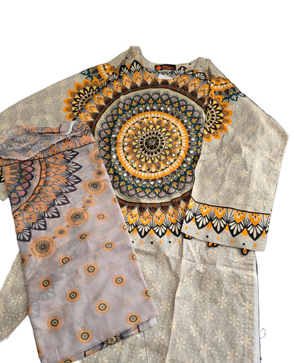 Pakistani 3-Piece Lawn Suit | Mandala Print | Buy Online in Germany & Europe