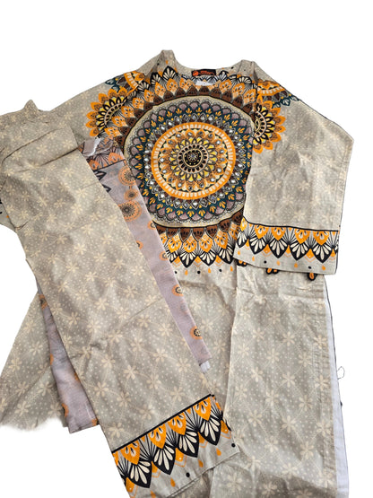 Pakistani 3-Piece Lawn Suit | Mandala Print | Buy Online in Germany & Europe