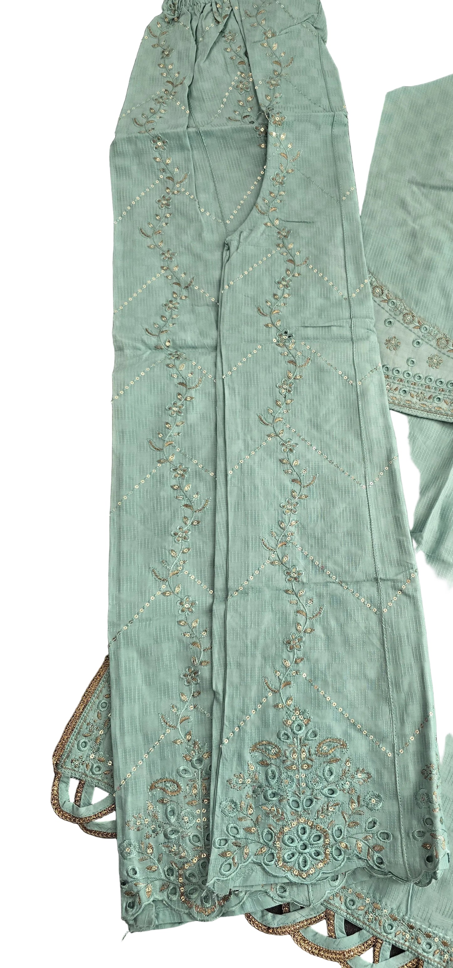 Mint Embroidered 3-Piece Luxury Suit