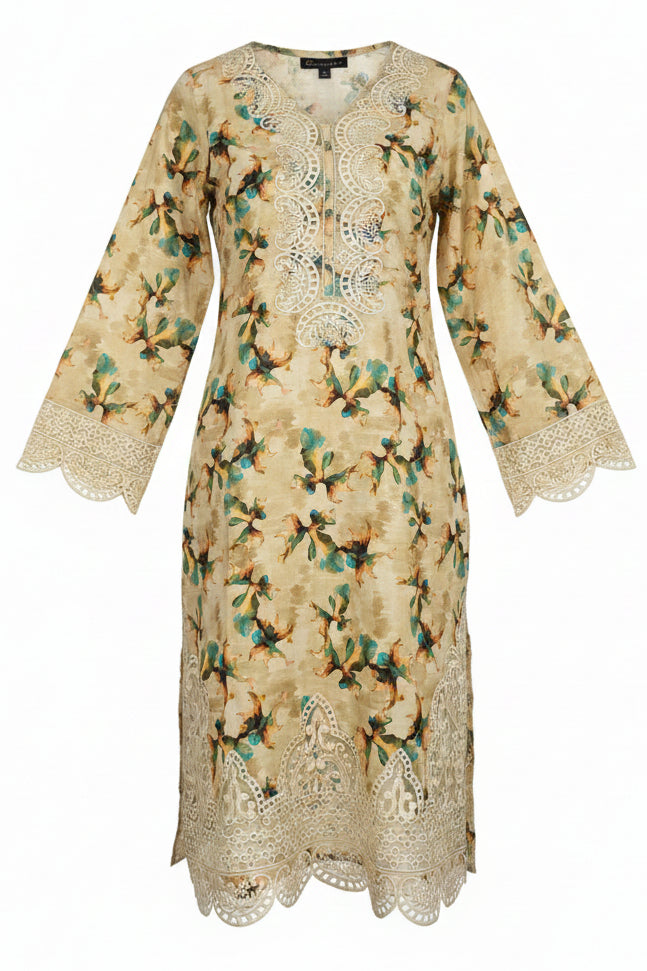 Ghausia Luxury – Digital Print Embroidered 3-Piece Suit