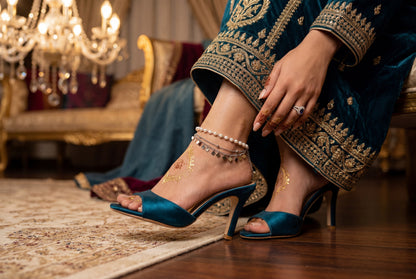 Silver Pearl Payal – Multi-Strand Pearl & Charm Anklet | Pakistani Indian Payal | Desi Wedding Foot Jewellery