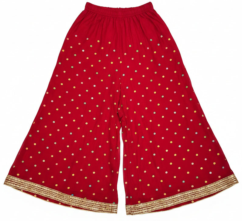 Bin Younas Deep Red Multi-Fabric 3-Piece Embroidered Suit | Phulkari Sleeve Work | Pakistani Wedding & Mehndi Wear