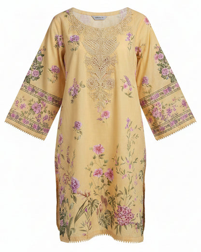 Maria B Sunshine Yellow Multi-Fabric 3-Piece Floral Printed Lawn Suit | Cutwork Embroidery Neckline | Pakistani Summer & Eid Wear