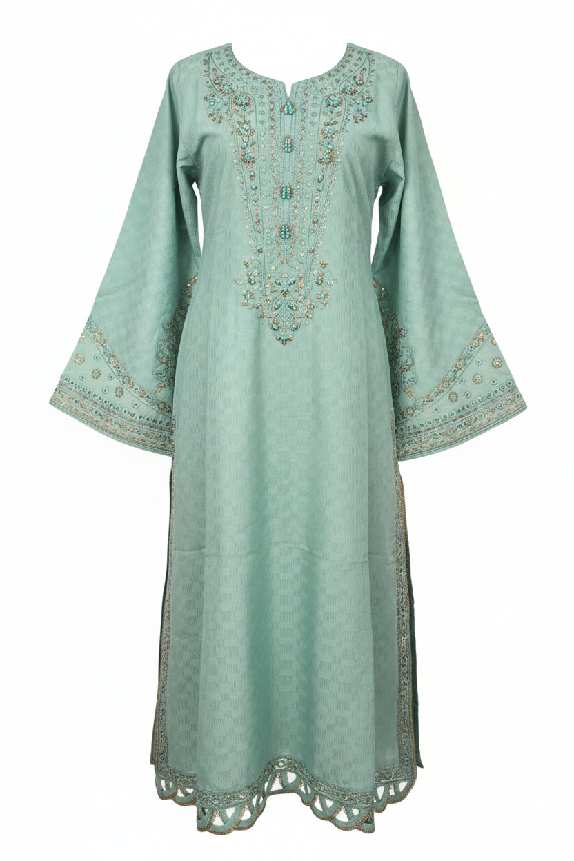 Mint Embroidered 3-Piece Luxury Suit