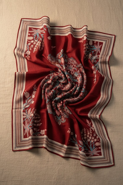 Sana Safinaz Lawn 3-Piece Suit | Rust Red Floral Print | Pakistani Designer Lawn