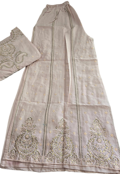Pakistani Embroidered 3-Piece Suit | Blush Pink Shalwar Kameez | Europe & Germany