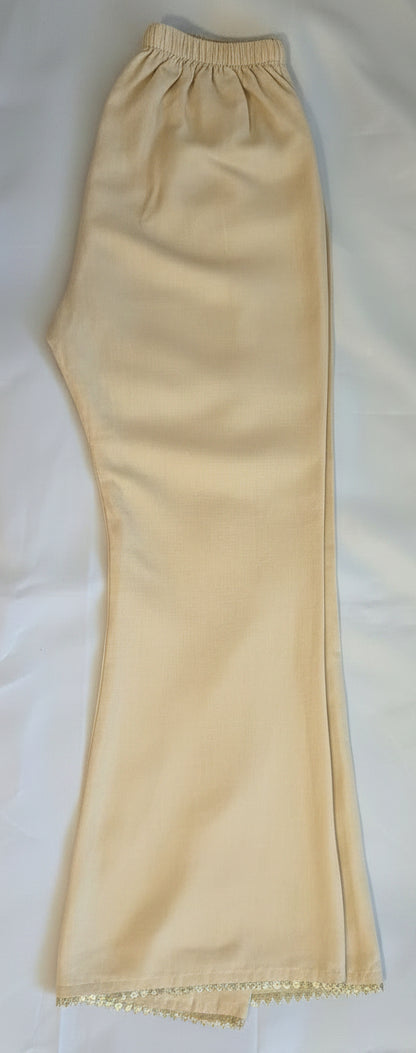 Ivory Cream Multi-Fabric 3-Piece Embroidered Suit | Paisley Threadwork & Mirror Work | Pakistani Formal & Wedding Wear