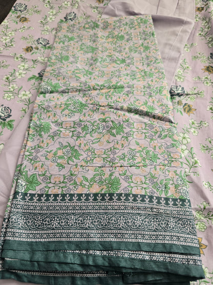 Nuovo Essentials 3-Piece Printed Lawn Suit – Lilac & Botanical Green