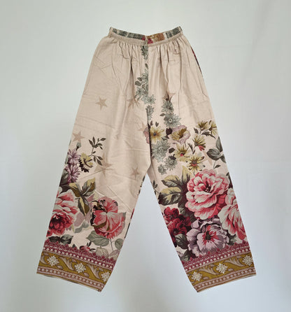Minsa Collection Beige Multi-Fabric 3-Piece Floral Printed Suit | Cutwork & Sequin Embroidered Hem | Pakistani Casual & Semi-Formal Wear
