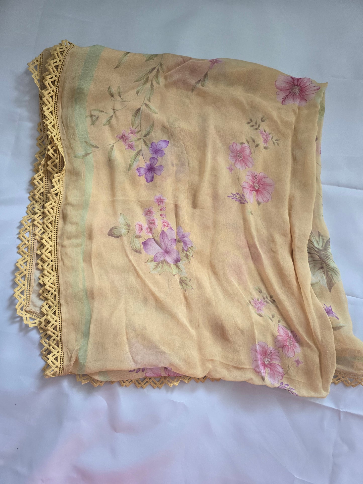 Maria B Sunshine Yellow Multi-Fabric 3-Piece Floral Printed Lawn Suit | Cutwork Embroidery Neckline | Pakistani Summer & Eid Wear