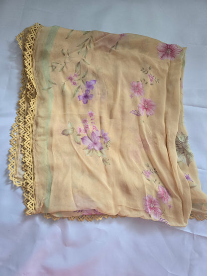 Maria B Sunshine Yellow Multi-Fabric 3-Piece Floral Printed Lawn Suit | Cutwork Embroidery Neckline | Pakistani Summer & Eid Wear