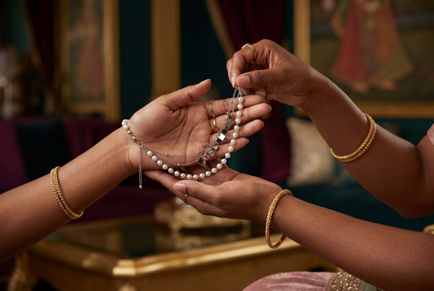 Silver Pearl Payal – Multi-Strand Pearl & Charm Anklet | Pakistani Indian Payal | Desi Wedding Foot Jewellery