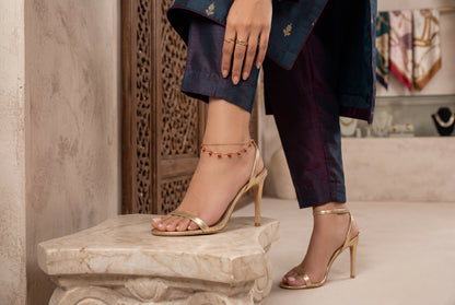 Gold & Ruby Red Crystal Payal – Dual-Strand Bead Drop Anklet | Pakistani Indian Bridal Foot Jewellery | Desi Wedding Payal Germany