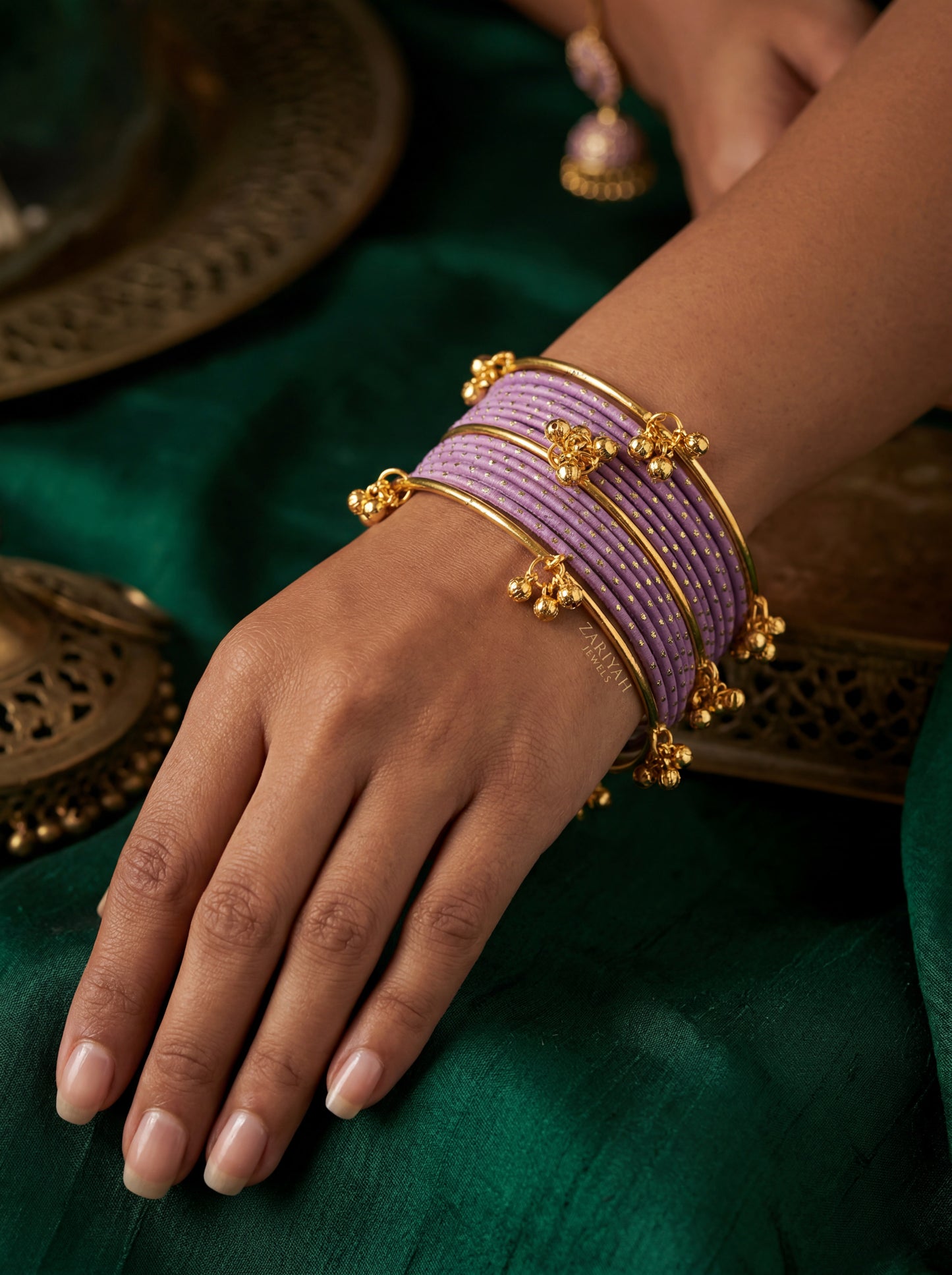 Kashmiri Churia | Red & Gold Booti with Silver Ghungroo | Set of 12 | Sizes 2.4 / 2.6 / 2.8 | Bridal & Mehndi Bangles