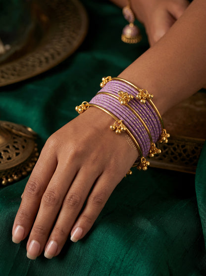 Kashmiri Churia | Red & Gold Booti with Silver Ghungroo | Set of 12 | Sizes 2.4 / 2.6 / 2.8 | Bridal & Mehndi Bangles